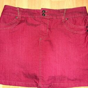 Y2K 90s Red Exposed Stitch
 Mini Skirt‎ Skort Womens 10 Cotton Punk Rock Grunge
